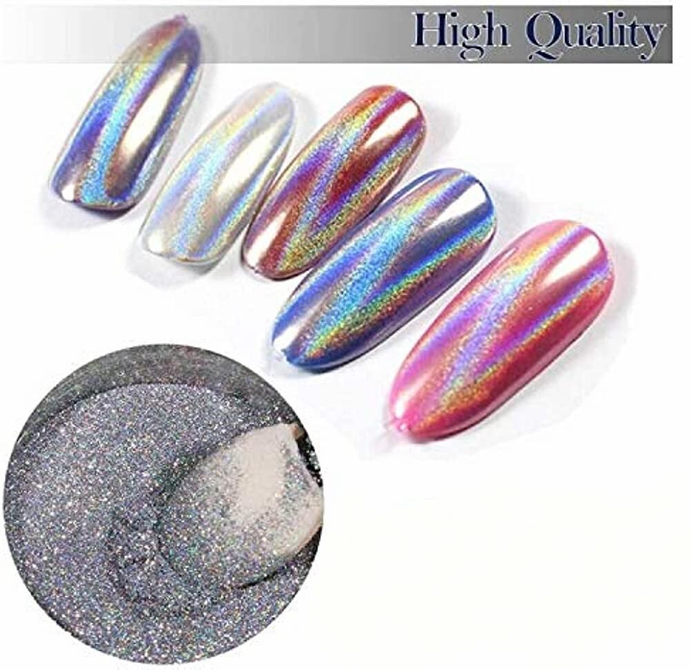 Holographic Nail Chrome Rainbow Powder Unicorn Pot Shiny DIY Pigment Nails 15μm
