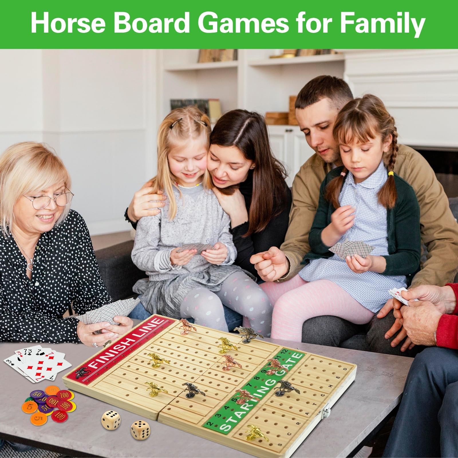 FUNNYB&G 21 inches Horse Race Board Game Foldable Large Large, Log