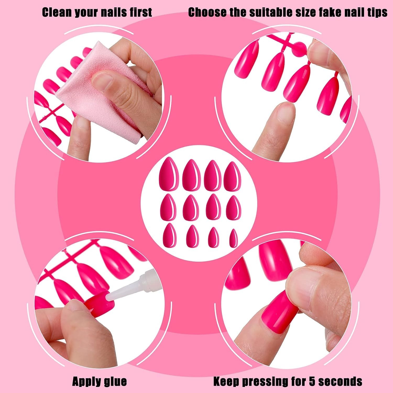 Colorful 864 Pcs Full Cover Almond Press On Nails – Perfect for DIY Nail Art