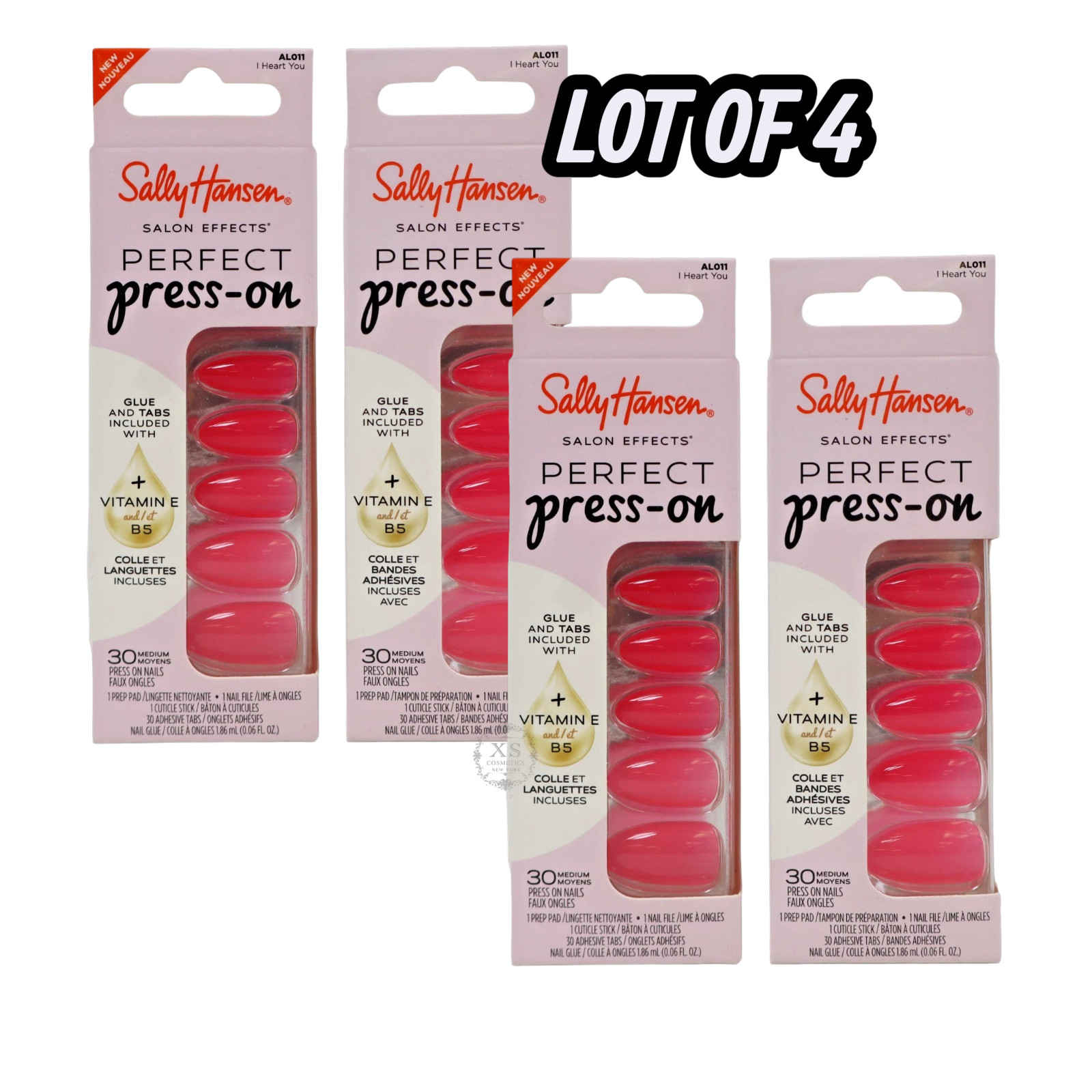 Sally Hansen Salon Effects Perfect Press-on Nails AL011 I Heart You LOT OF 4