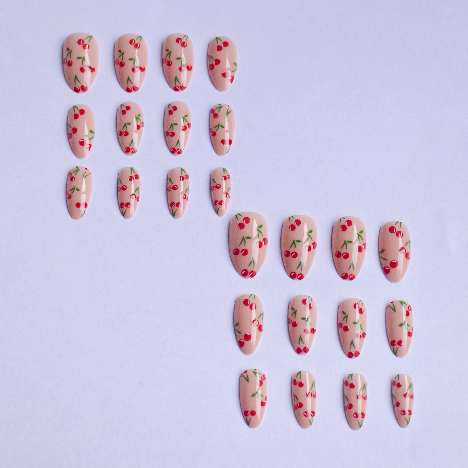 24pcs 3D Bow Pearl Cherry French Press On Nails