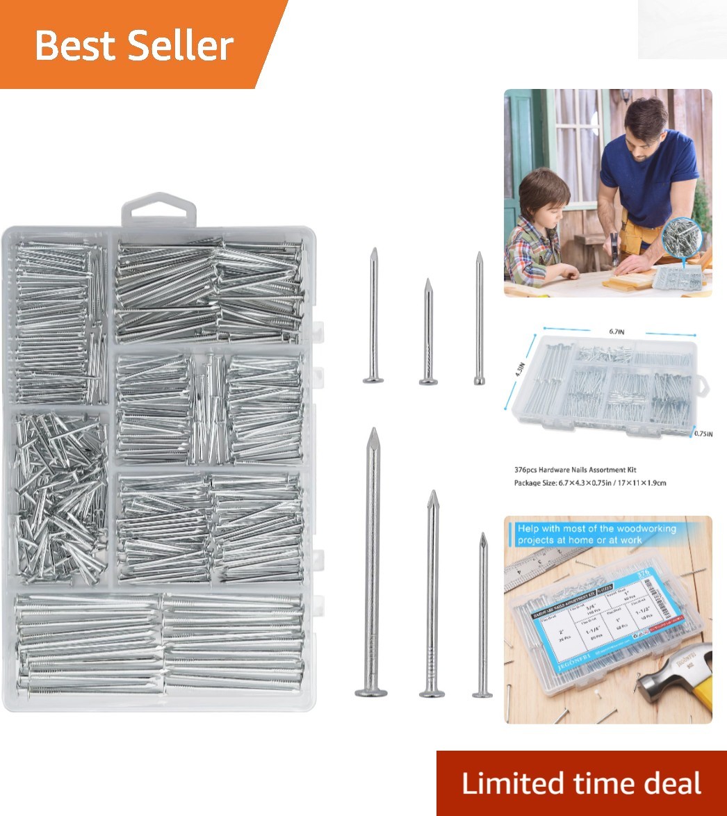 Bulk 376pc Assorted Nails in Galvanized Finish – Essential for Crafts & Repairs