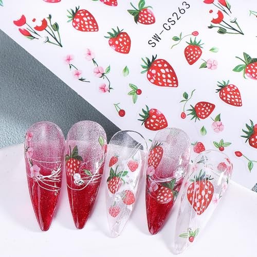 Fruit Nail Art Stickers Decals 3D Summer Nail Stickers 6PCS Lemon style8
