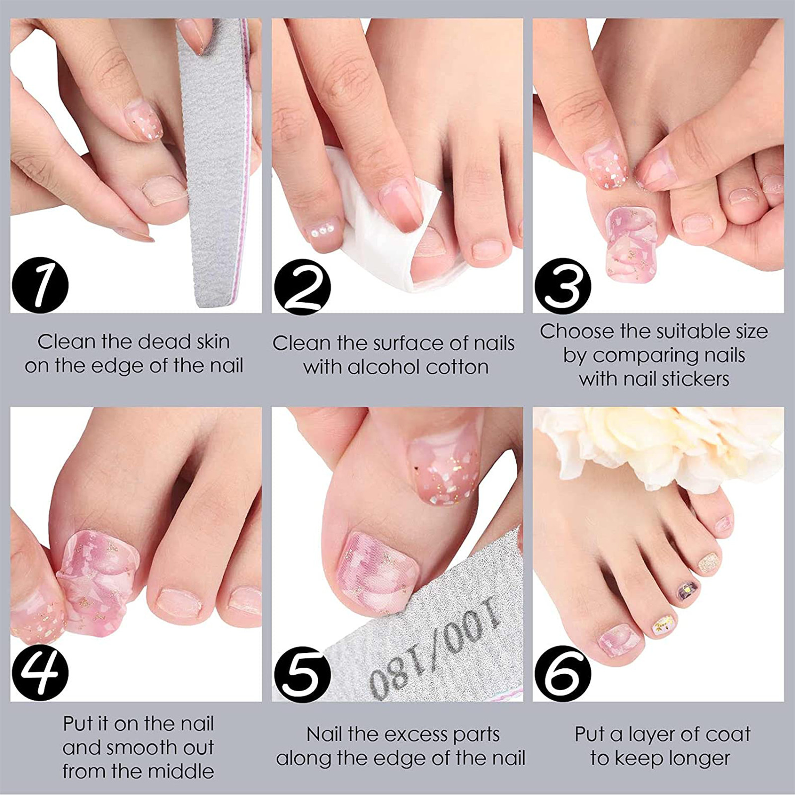 22 PCS French toenail Sticker 3D Self-Adhesive for Women DIY Nail Art Gel Polish