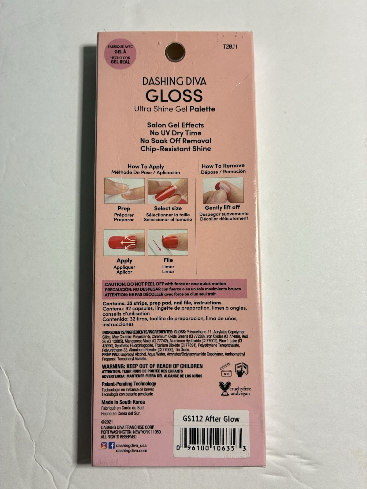 Dashing Diva Gloss Glitter Nail Polish Strips Pink/Gold/White 32 GS112