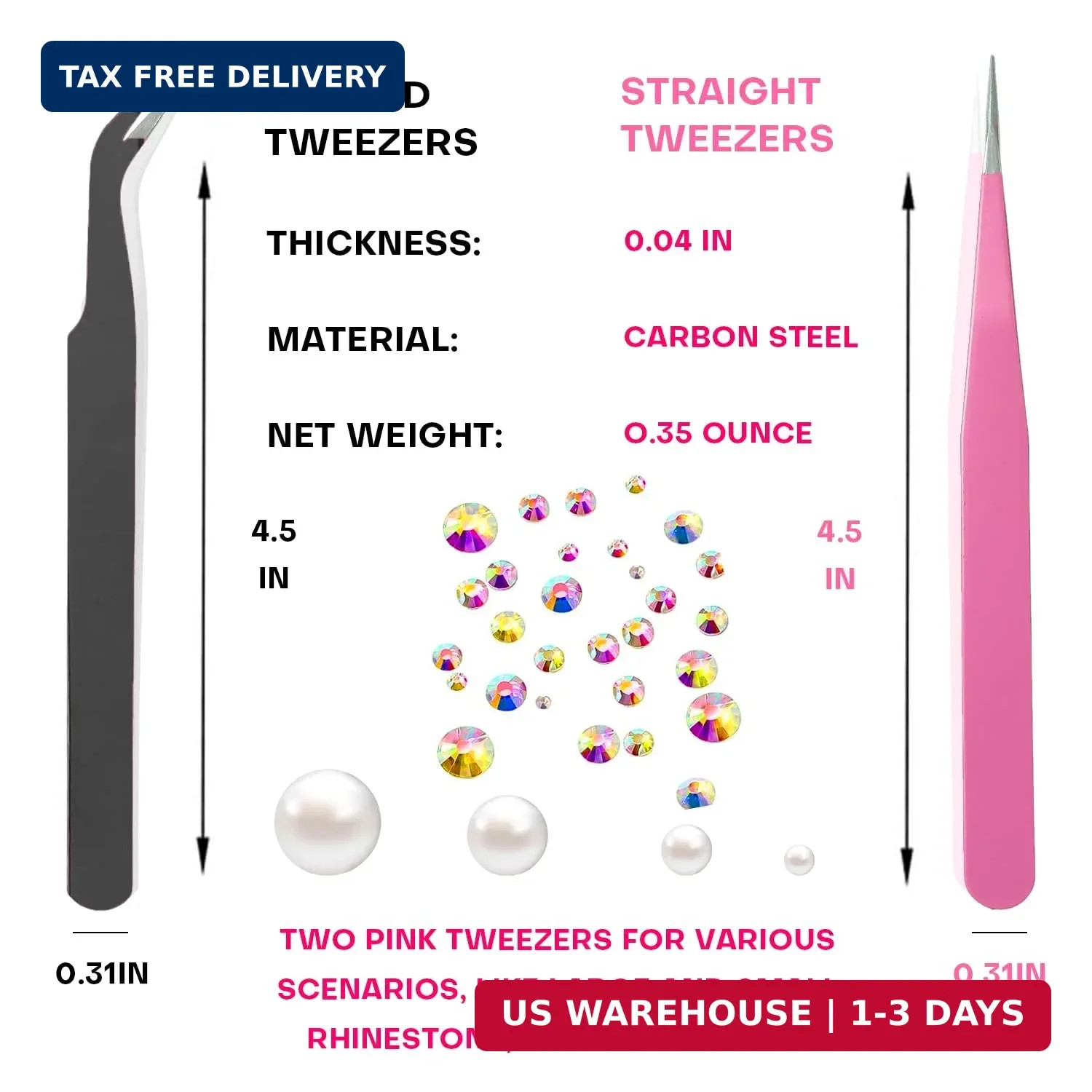 14 Pcs Rhinestone Picker Tool – 3 Pcs Dual-head Pens with 6 Wax Tips, Useful Cla