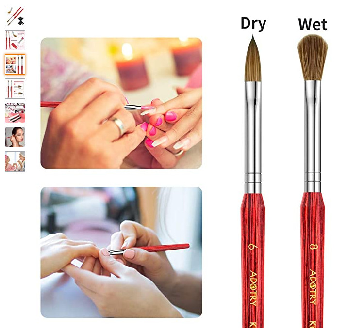 Nail Brush 100% Pure Kolinsky Hair Acrylic Nail Art Brush Red Wood Pen Nail Brus
