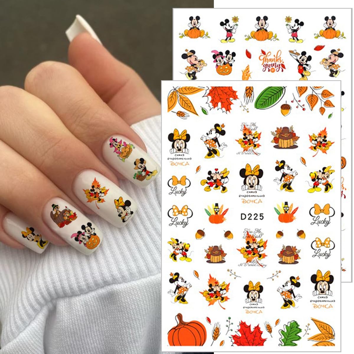 Fall Cute Nail Art Stickers Decals Maple Leaf Nail Art Supplies 3D Self Fall-4