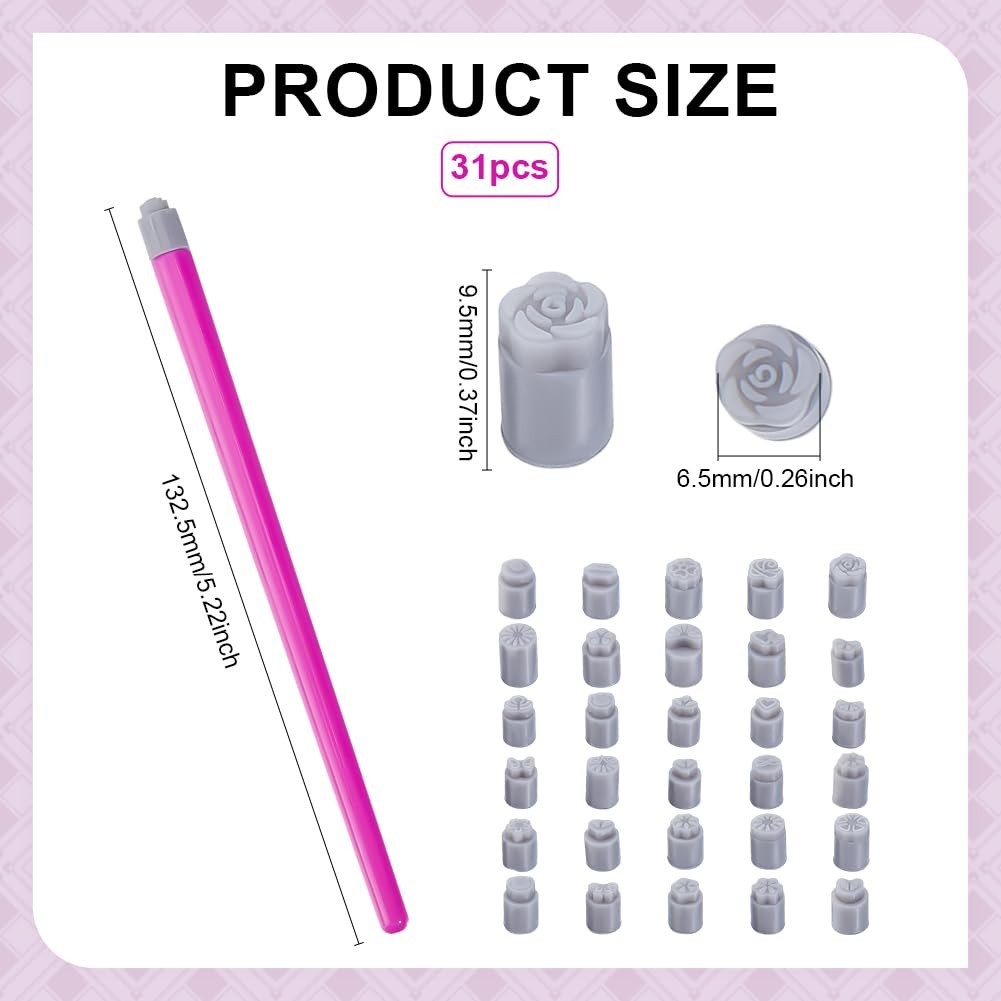 30Pcs Nail Art Stamp Pen Set – Silicone Shapes, Flower & Butterfly Designs for D