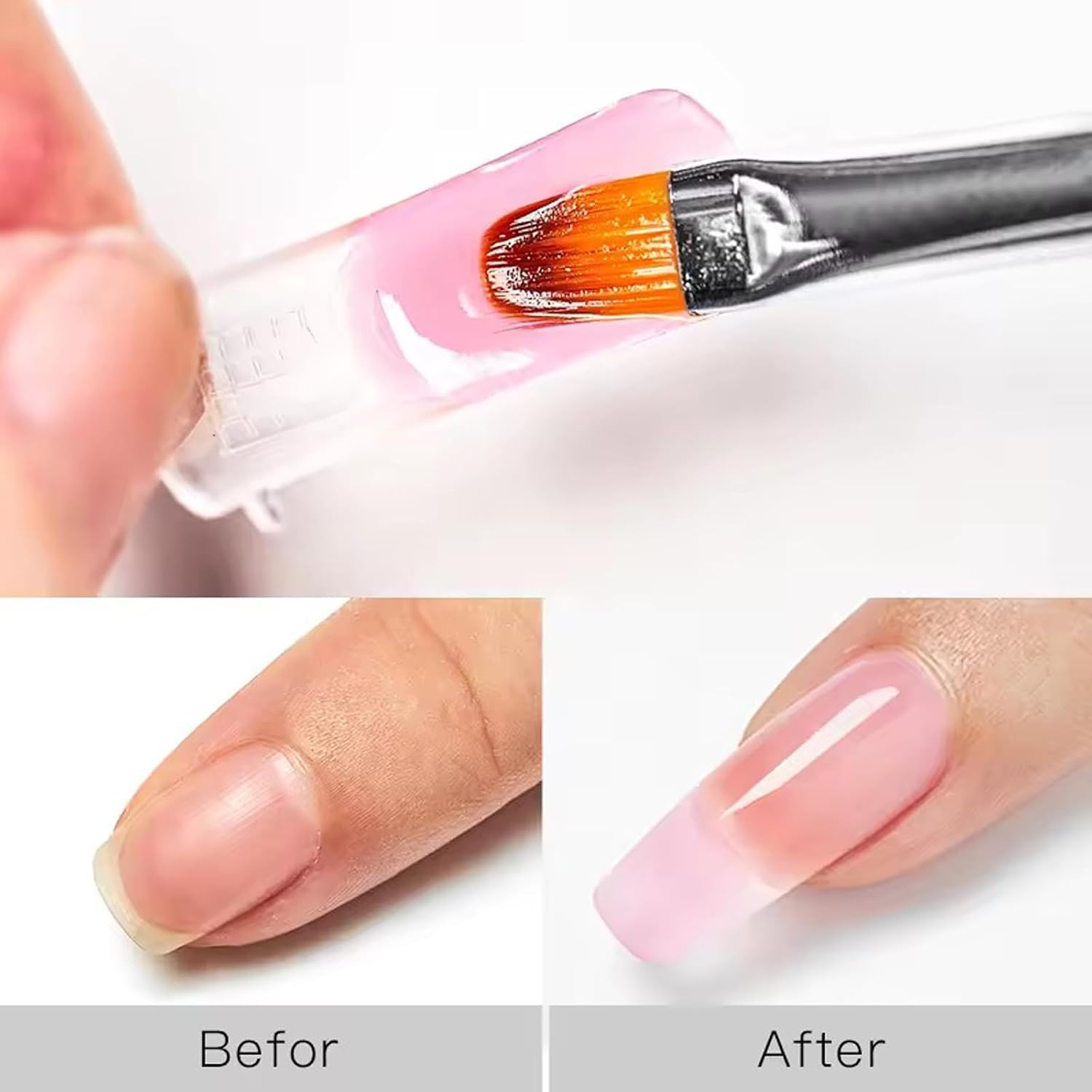 1 Pc Rhinestone-Studded 2-In-1 Dual Ended Polygel Nail Art Brush & Poly Gel Nail