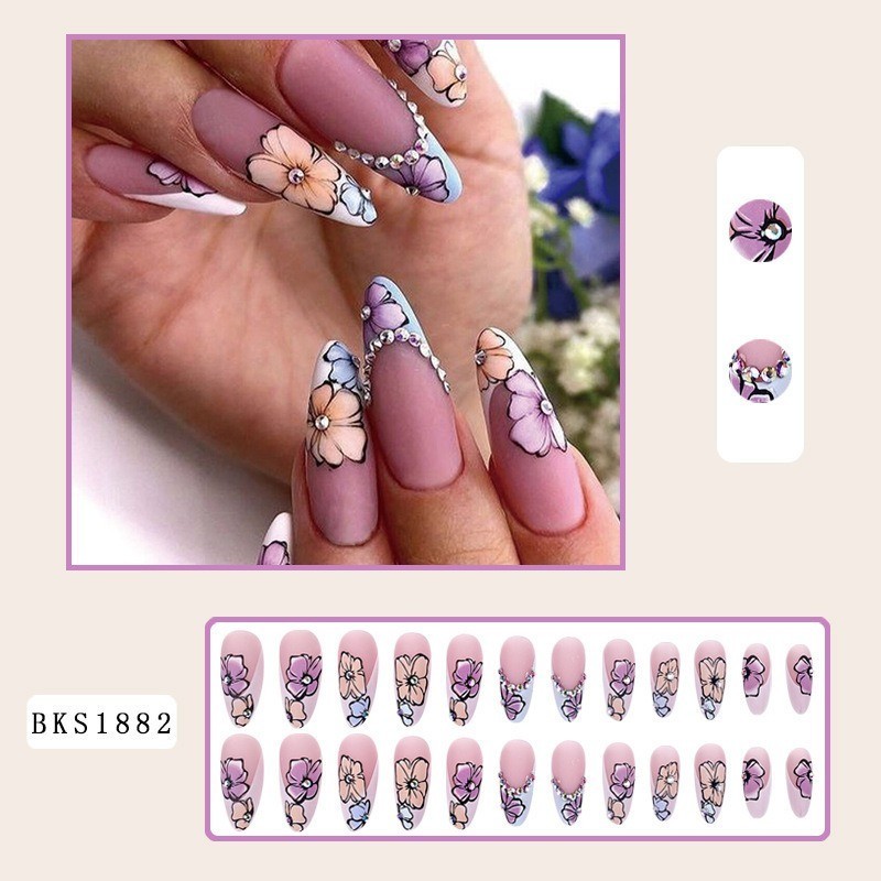 Almond Mid-Length Multi-colored Press-On Nails