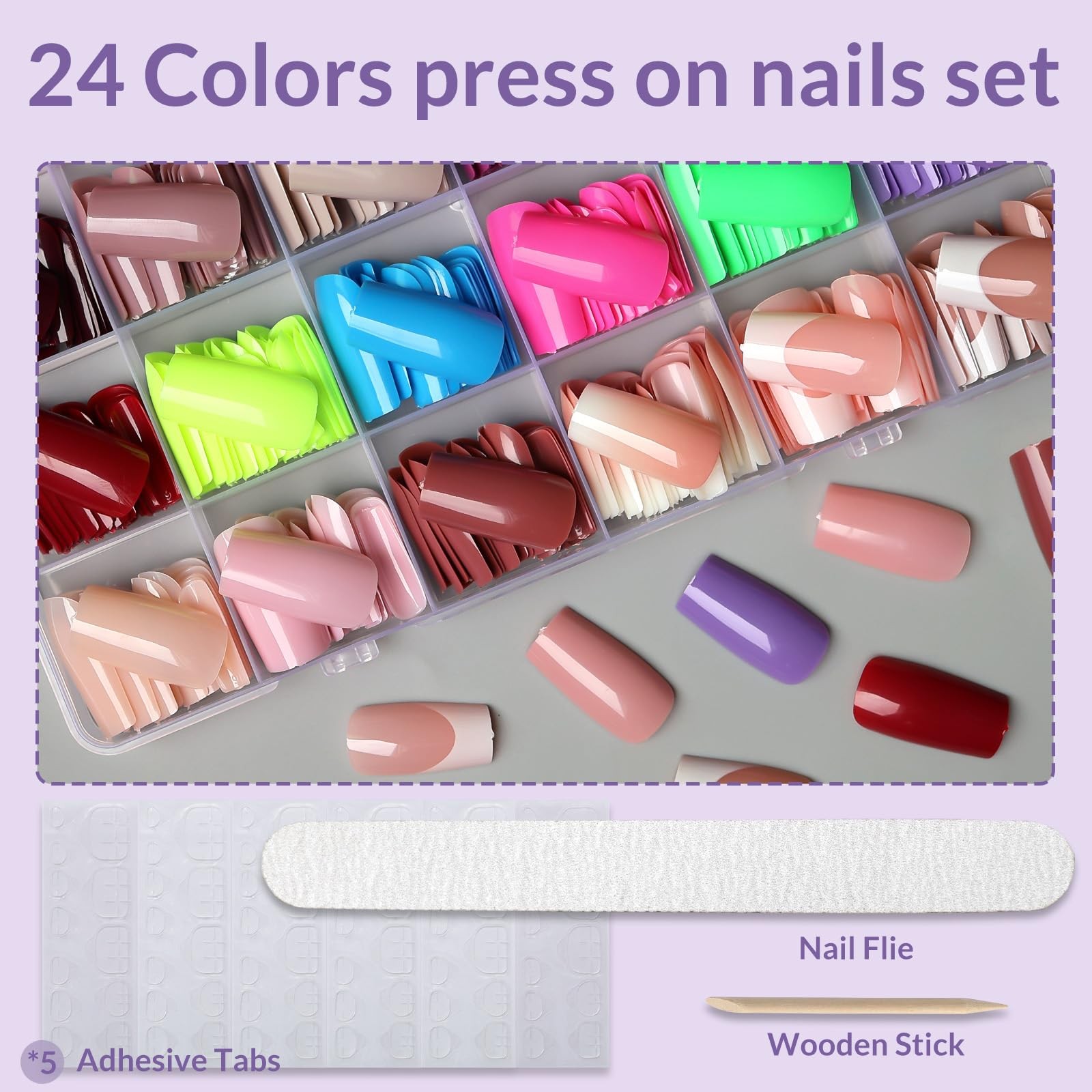 Long Press on Nails Square, 576PCS Square Press on Nails Long Fake Nails Full…
