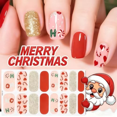 6 Sheets Christmas Nail Wraps Stickers Glow in The Christmas Nail Stickers-6