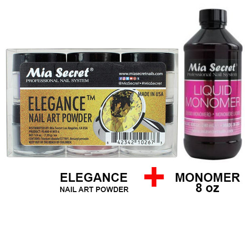 Mia Secret Monomer 8 oz with 6 Colors Set Nail Art Powder Selection (Pick Yours)