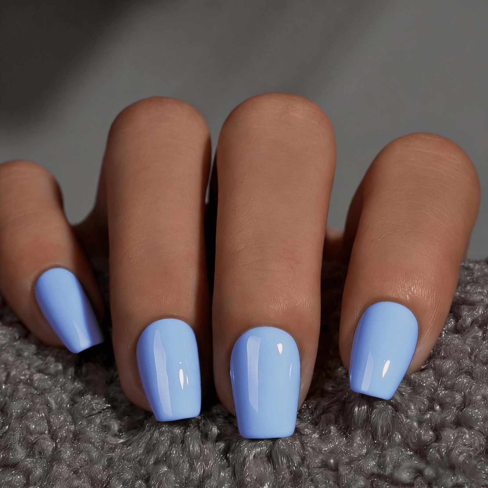 SXVME Short Press On Nails Blue Coffin