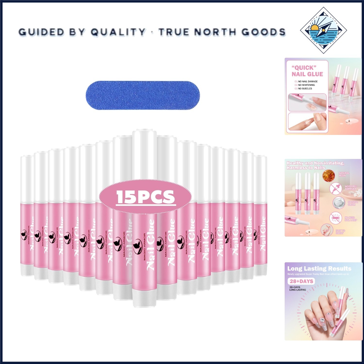 Low Viscosity Nail Glue, 15PCS Strong Adhesive for Acrylic Nail Applications