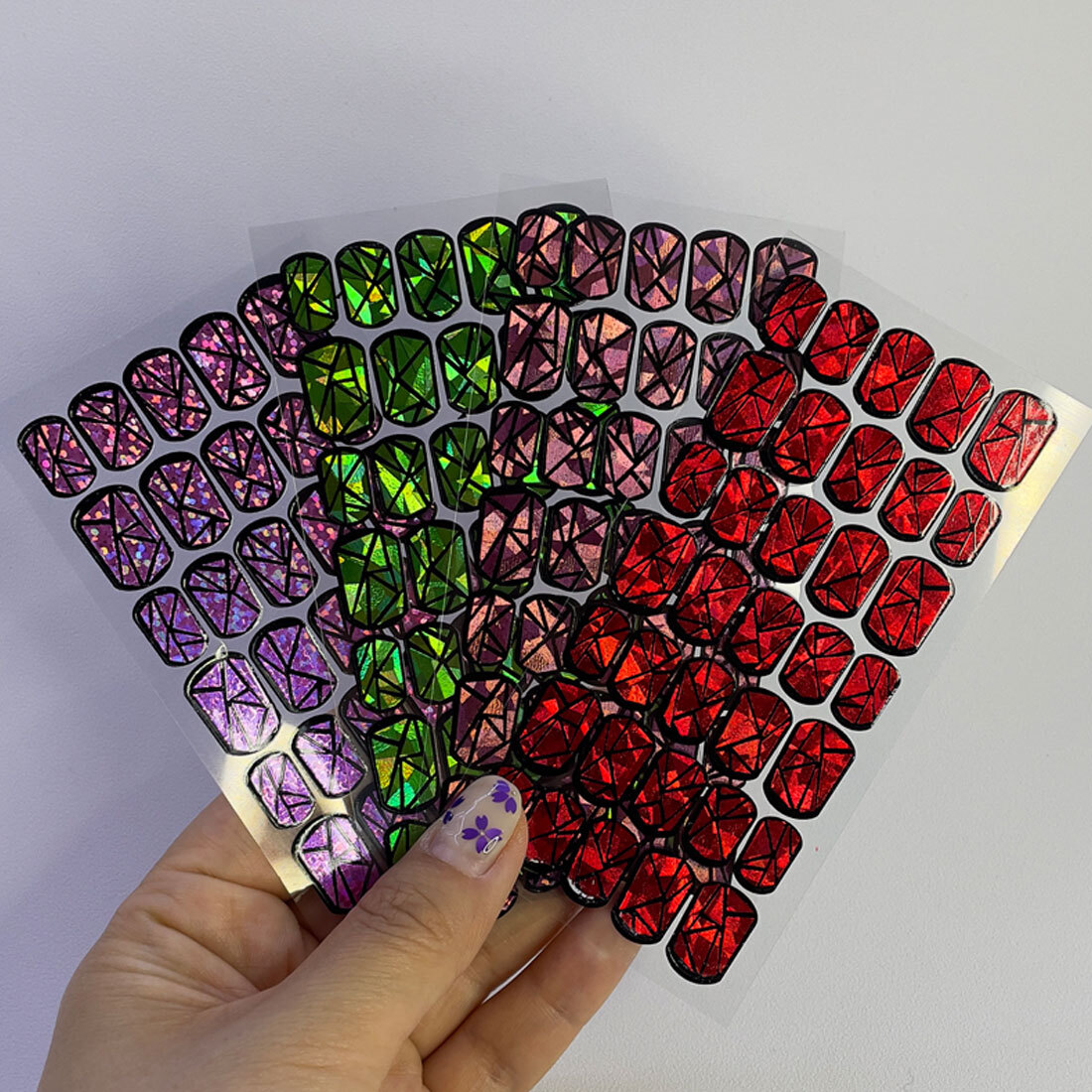 Glass Nail Stickers 1-10pc Holographic Foils DIY Multi-Color Made in Korea Set
