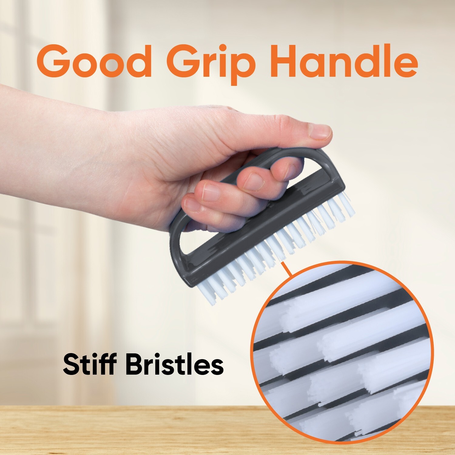 Superio Nail Brush Cleaner with Handle 3 Pack Durable Scrub Brush to Clean