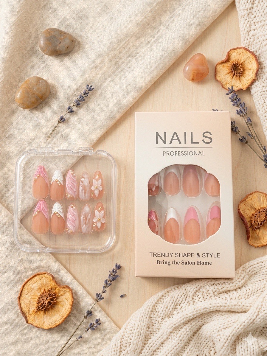 SADOER Press-On Nails and Face Mask Nail Care Set Full Size Vitamin C Hydrating