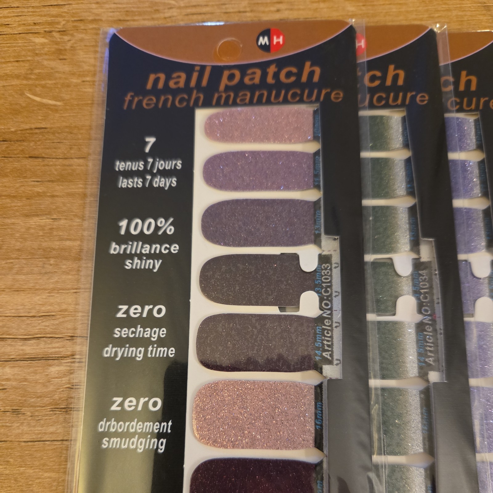 Nail Patch French Manicure Nail Stickers. Lasts 7 Days 6 Sets glitter Nail Art