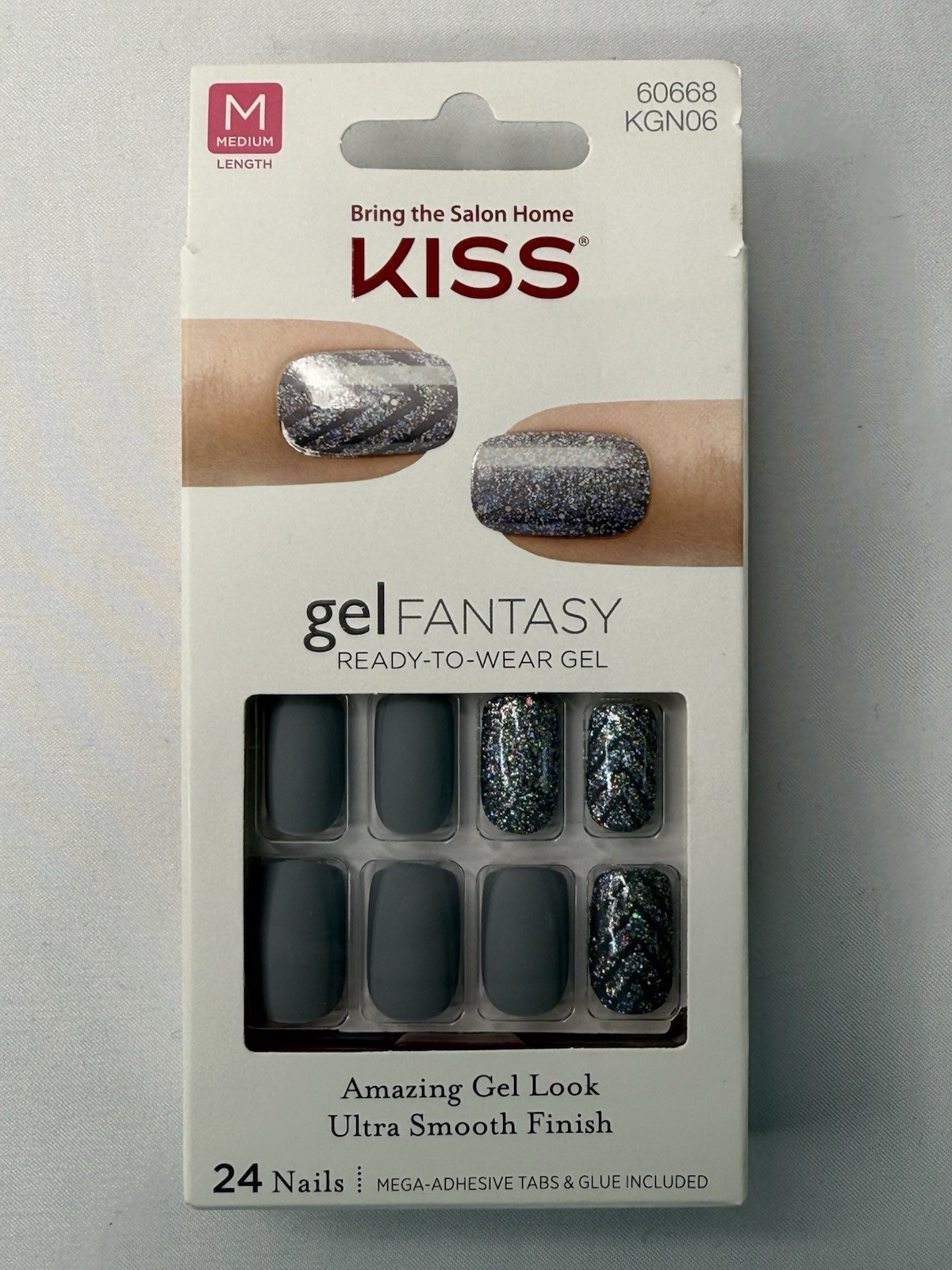 KISS GEL FANTASY NAILS PACK OF X6 MEDIUM LENGTH READY TO WEAR HOLIDAY CHRISTMAS
