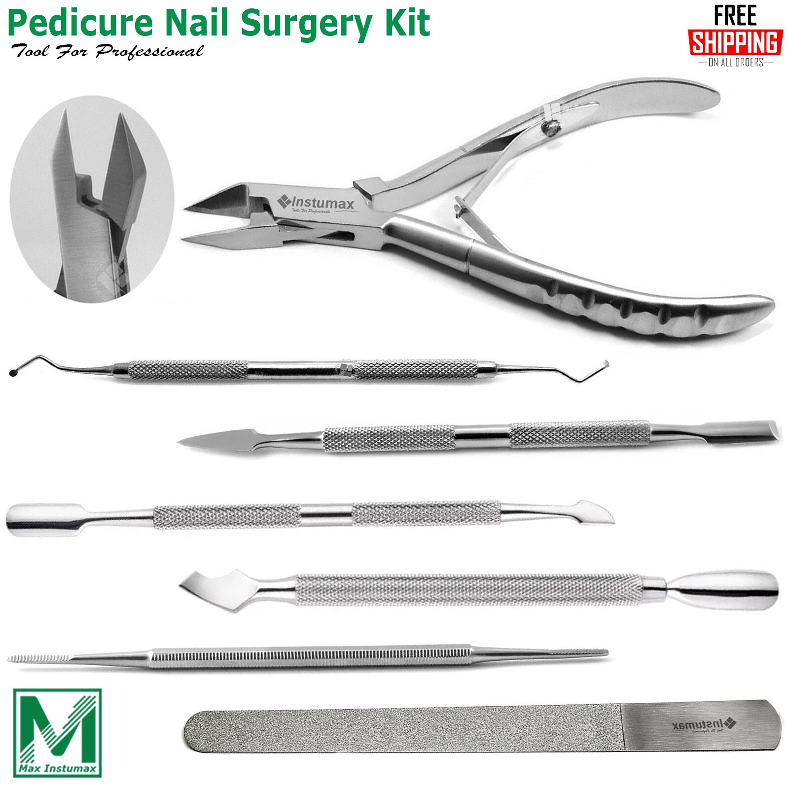 Podiatry Nail Surgery Kit Toe Nail Cutter Ingrown Nail Clipper Cuticle Set Of 7