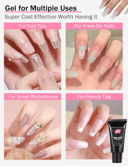 Solid Glue Gel for False Nail Tips, 30ml Gel Glue for Fake Nails Press On Nails,