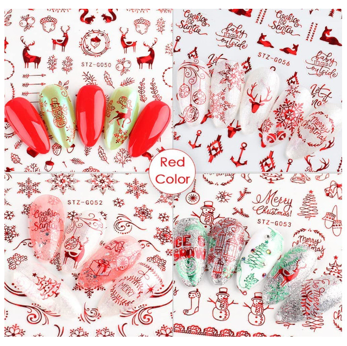 New Year Christmas 3D Reindeer Horn Santa Claus Snowflake Red Self-Adhesive NH21