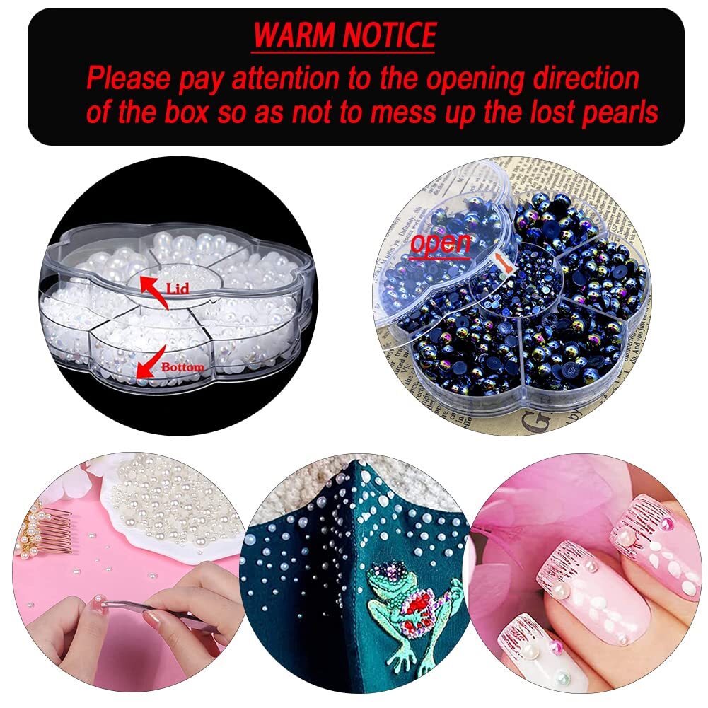 5800 Flat Back Half Round Pearls for Home DIY Nail Art Face Makeup Crafts