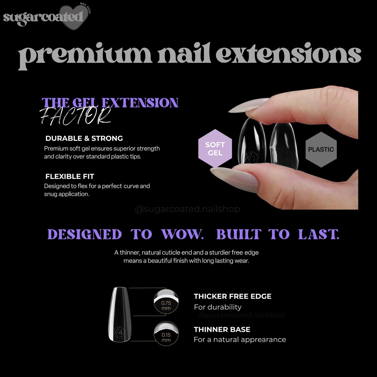 Handmade Sheer Nude 3D Wing Gold Foil Tip Long Almond Press on Nails Set