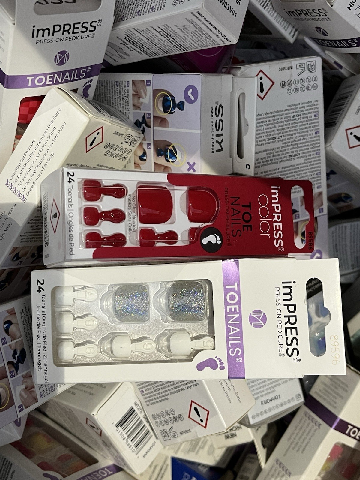 3 Random Packs of Impress Press-On Pedicure Toenails 24 Toe Nails Per Pack