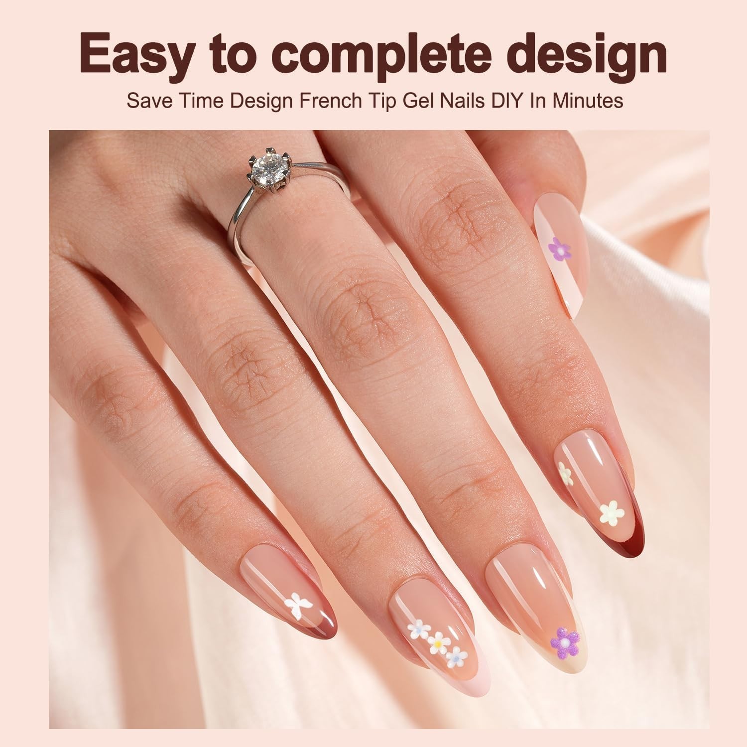 Pre-French Almond Gel Nail Tips – 300 Pcs Set for Beautiful, Easy Application