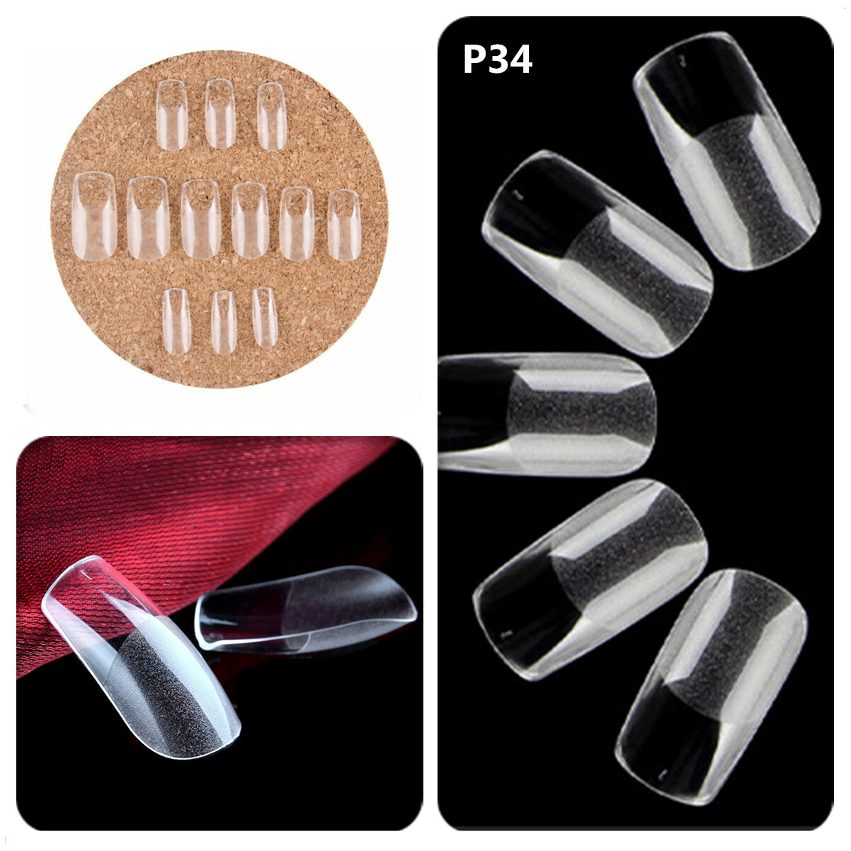 360PCS Medium Oval Coffin Square Acrylic False Nails Full Cover Extension Tips