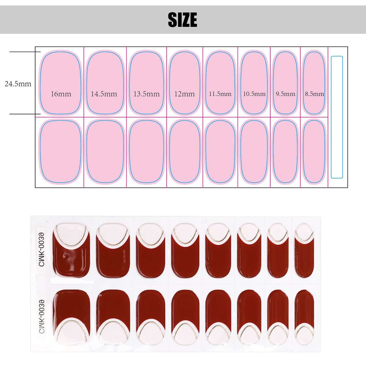 16pcs No Backing Gel Nail Stickers Full Nail Wraps Semi Cured Gel Nail Strips US