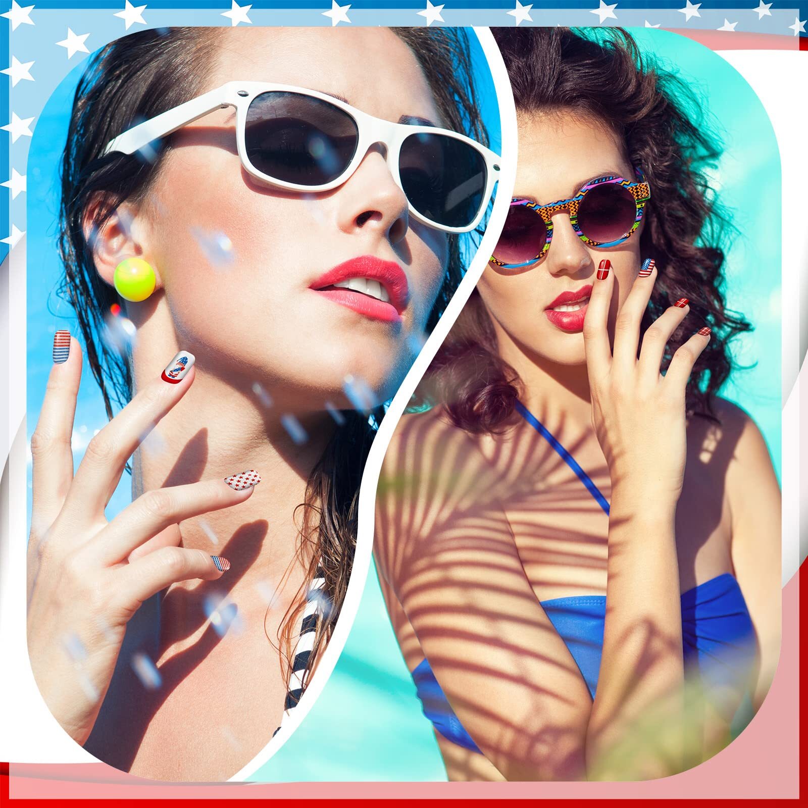 384 Pieces 16 Pack 4th of July Press On Nails Short Patriotic Press On Nails