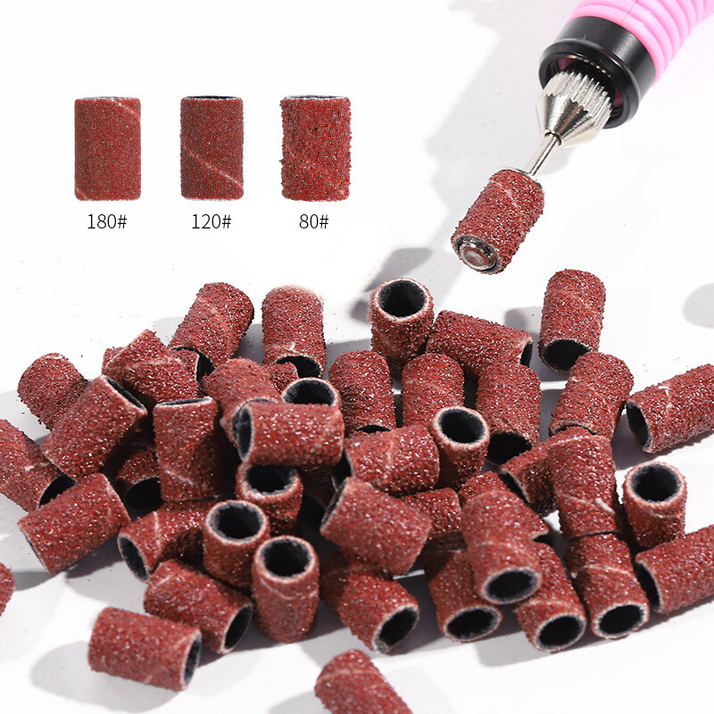 100pcs Sanding Bands Drills Bits Nail Art 80/120/180# Machine Gel Acrylic Tips