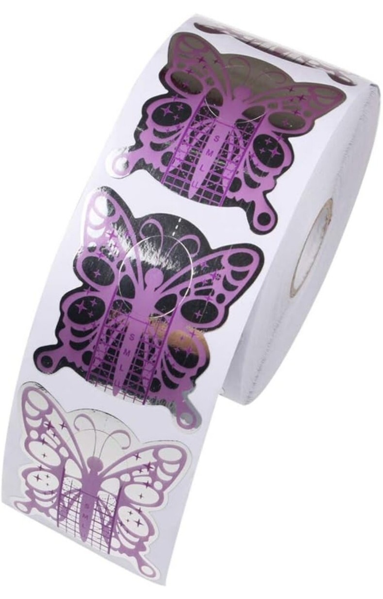 500pcs Pink Adhesive Butterfly Nail Form for UV Gel Tips Extension Nail Art Tool