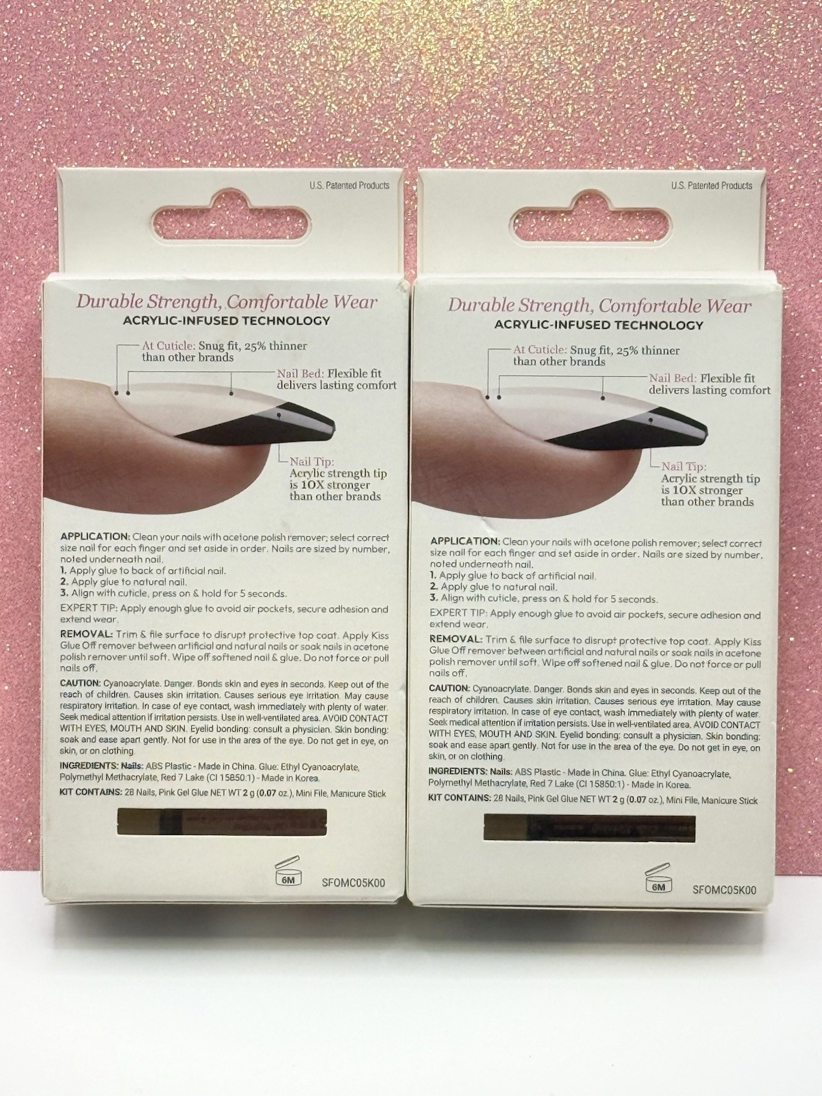 Kiss Salon Acrylic French Press-On Nails Medium Almond Neon Yellow 91372 Lot Of2