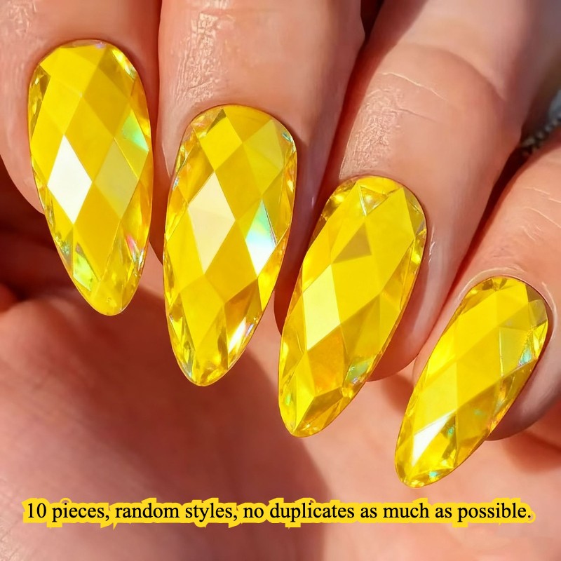 Long Round Almond Fake Nails Metallic Mirror Shimmer 3D Laser Glue on Nail Lot
