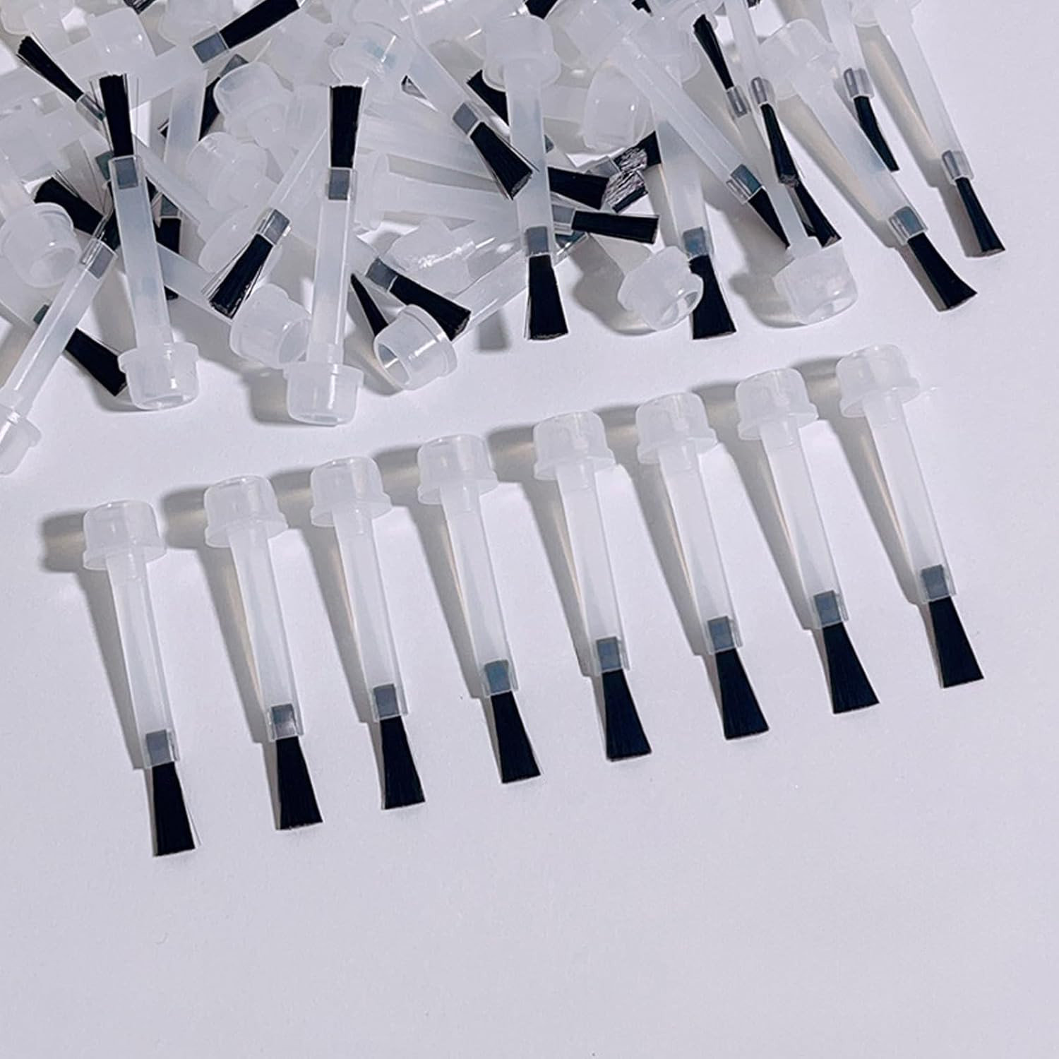 100Pcs Nail Polish Brush Replacement Brush with Double Side Wood Pen Holder Kit,