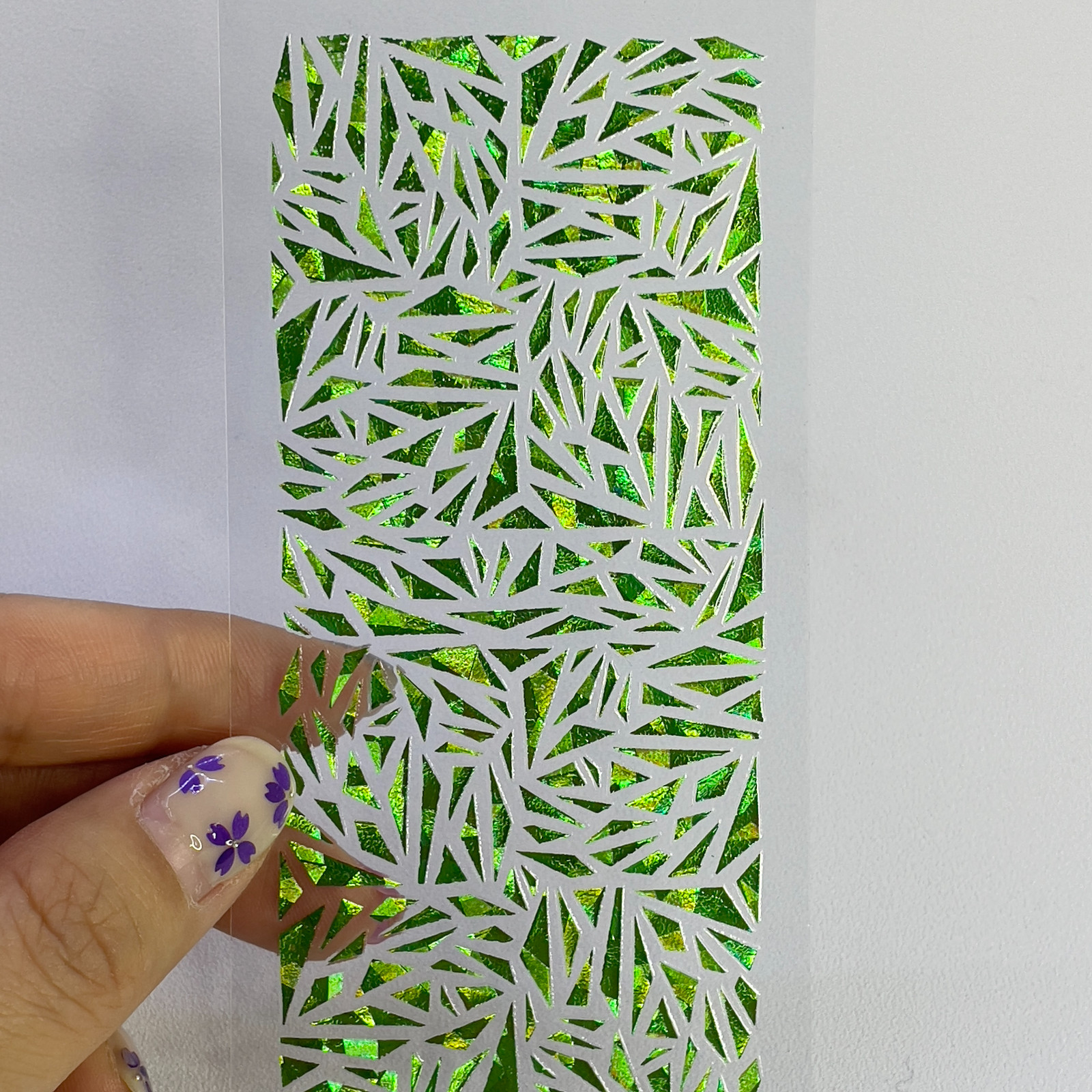 Emerald Green Glass Nail Foils DIY Holographic Stickers Made in Korea K-Beauty