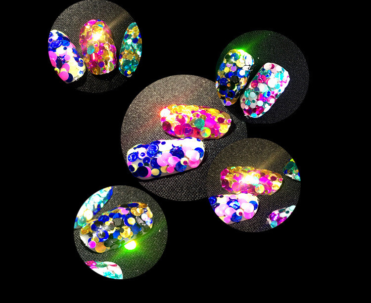 12 Colors Laser Glitter Flakes Round Shape Nail Sequins Nail Art Decoration Tips