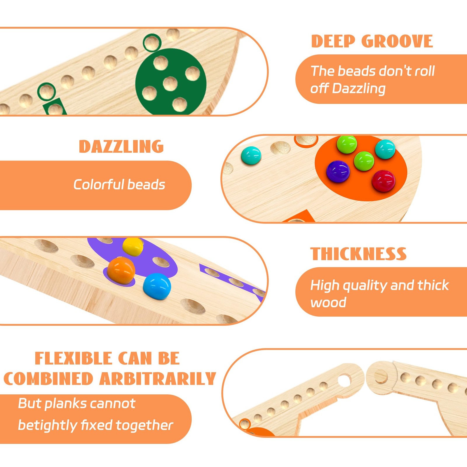 Solid Wood Marbles and Jokers Board Game: Versatile 14.17×4.7×0.6 inches