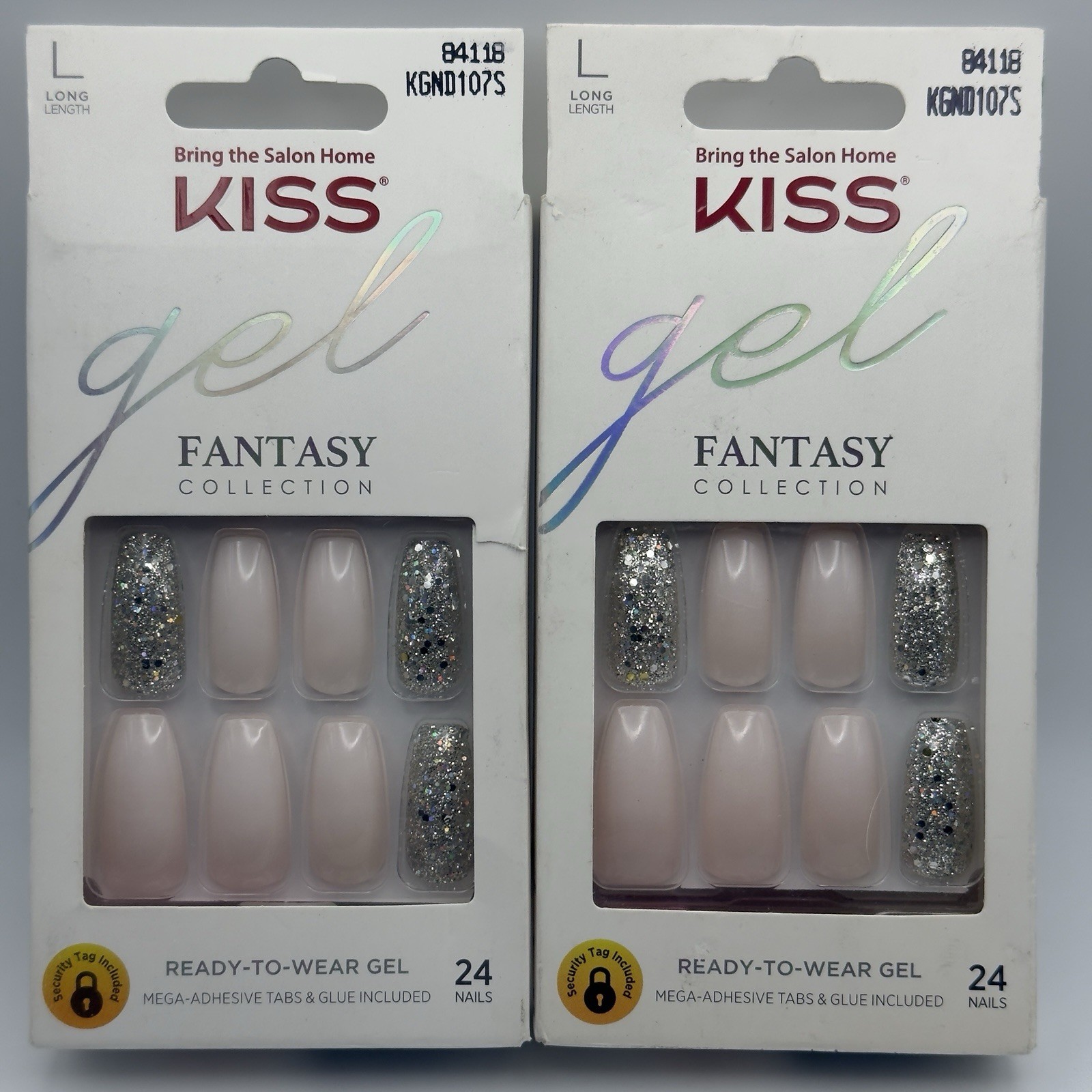 KISS – LOT of 2 – GEL Fantasy Collection NAILS w/Tabs & Glue – 84118 LONG LENGTH