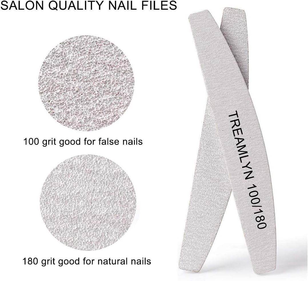 Rough Nail File 100/180 Grit, Heavy Duty Nail Files for Acrylic/Natural