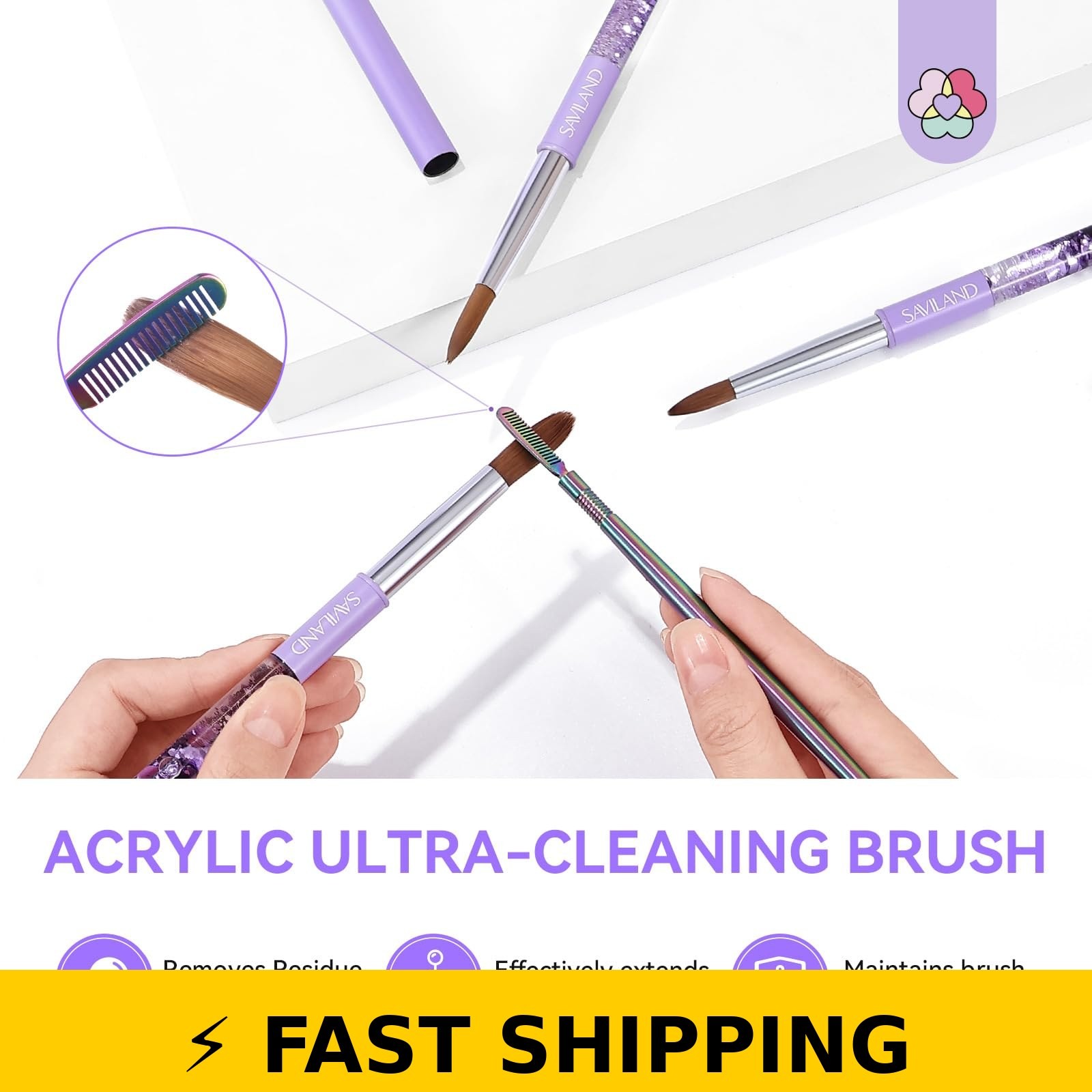 SAVILAND Kolinsky Acrylic Nail Brush Set – Sizes 6, 10, 14