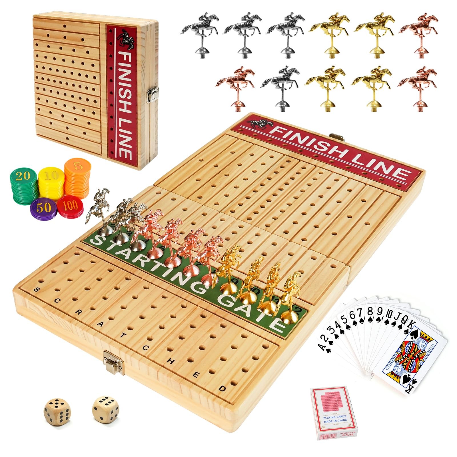 FUNNYB&G 21 inches Horse Race Board Game Foldable Large Large, Log