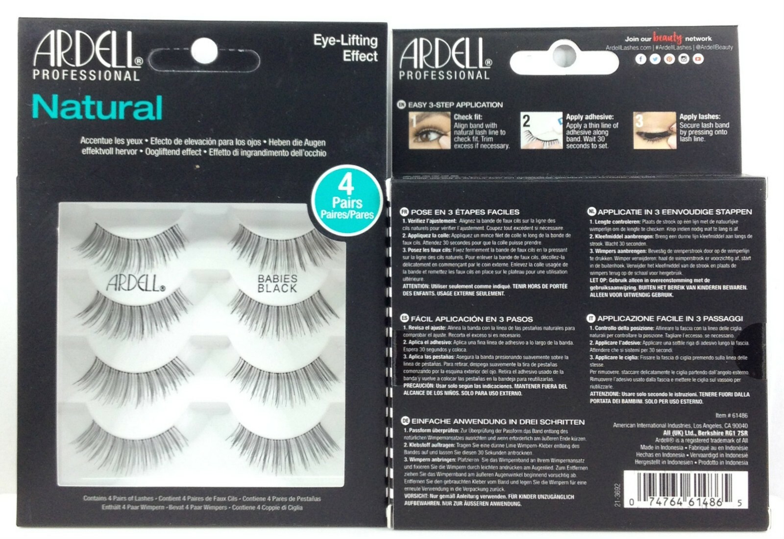 ARDELL Lashes – Natural Multipack Babies Black 4 Pairs – Eye-Lifting Effect