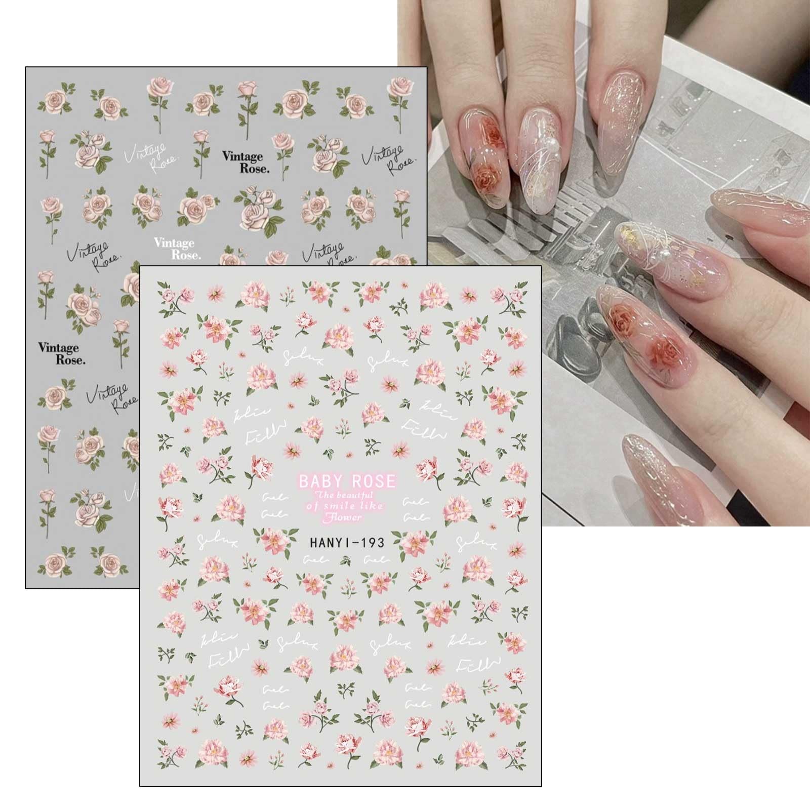 9 Sheets Spring Flower Nail Art Stickers Decals Self-Adhesive Pegatinas Uñas …