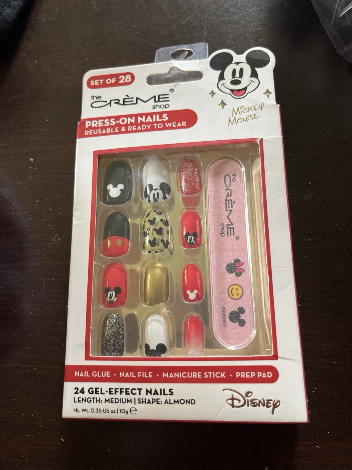 The Crème Shop Disney Mickey Mouse Press-On Nails Set of 28, Reusable, Shiny